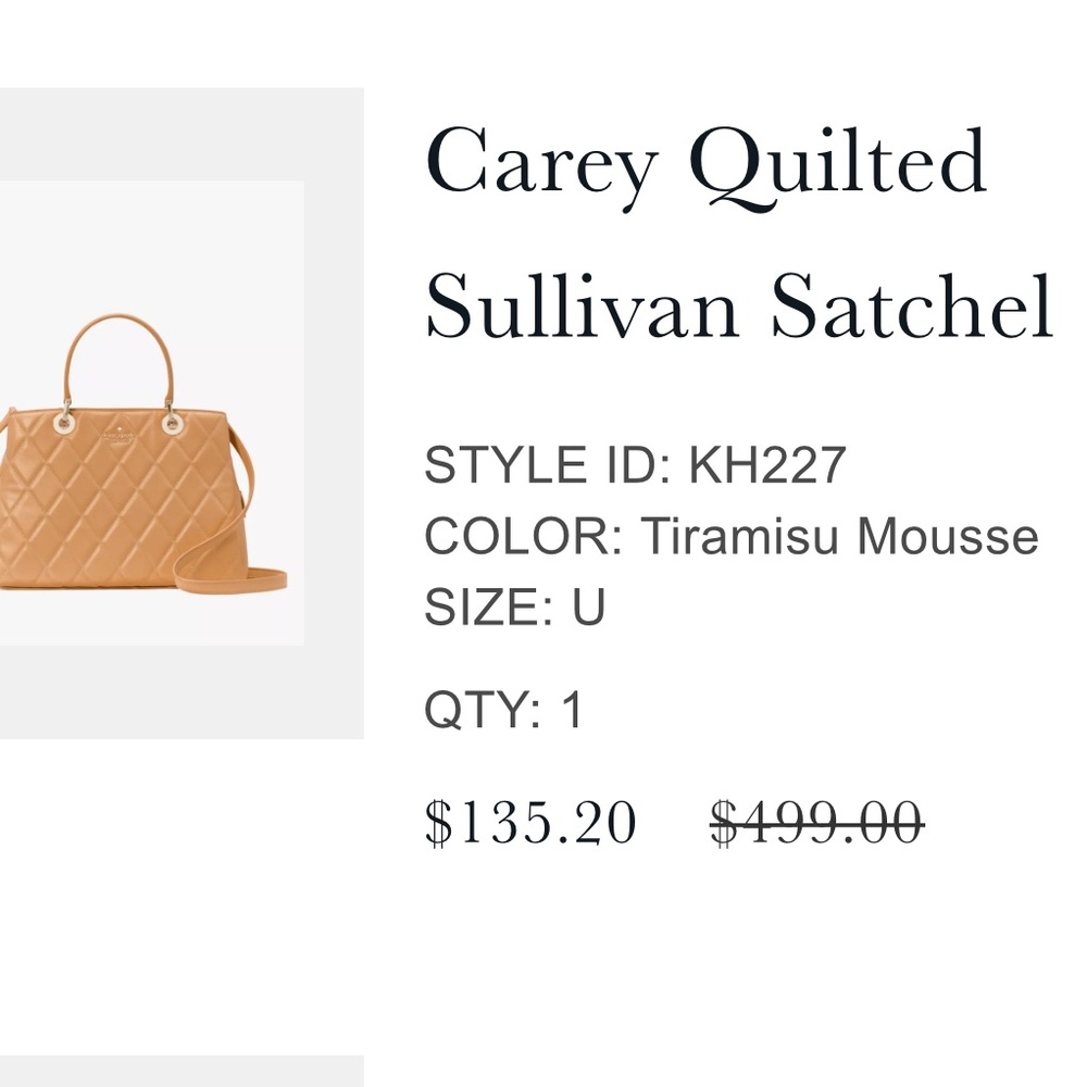Kate spade carey quilted sullivan satchel tiramisu mousse  Used five times